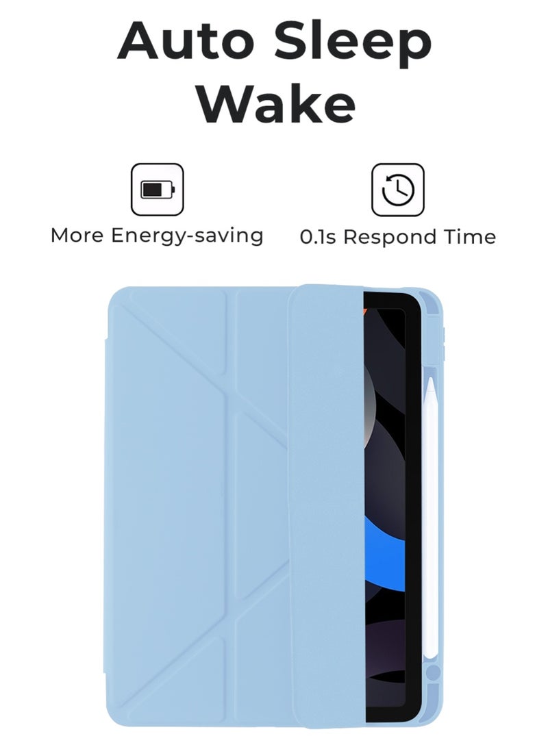 جلاسولوجي Premium PU Case for 11th Generation11.0,iPad 10th generation 10.9 Shockproof Acrylic Back Cover with Magnetic Y Fold Stand Apple Pencil Slot & 360° Protection and Screen Protector Sky blue - Image 5