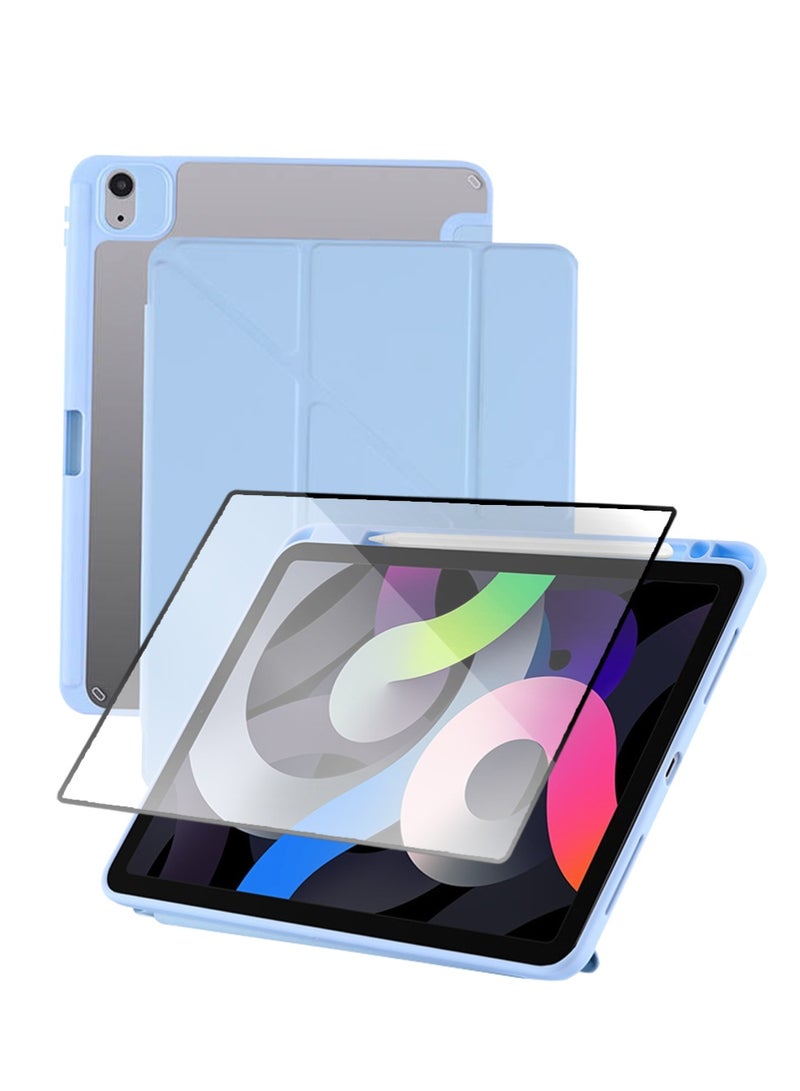 جلاسولوجي Premium PU Case for 11th Generation11.0,iPad 10th generation 10.9 Shockproof Acrylic Back Cover with Magnetic Y Fold Stand Apple Pencil Slot & 360° Protection and Screen Protector Sky blue - Image 2