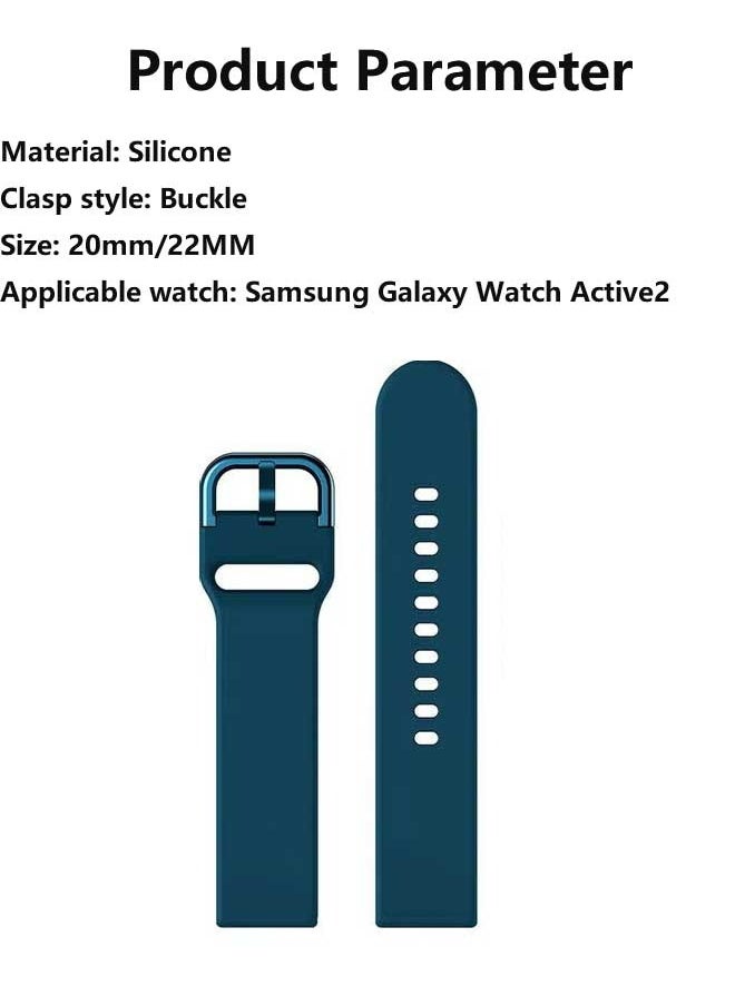 Ocean - Silicone Sport Strap for Samsung Galaxy Active 2, 22 mm Watch Bands Compatible for Samsung Galaxy Watch Active 2, Dark Blue - Image 1