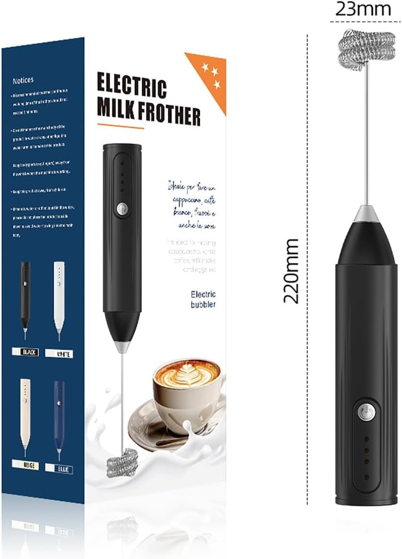 MITCMOLARD خفاقة حليب, Portable Type-C Rechargeable, Durable Blender with 3 Speeds | Coffee Mixer Electric with 304 Steel Whisk Head for Coffee Latte Cappuccino Hot Chocolate, Black - Image 2