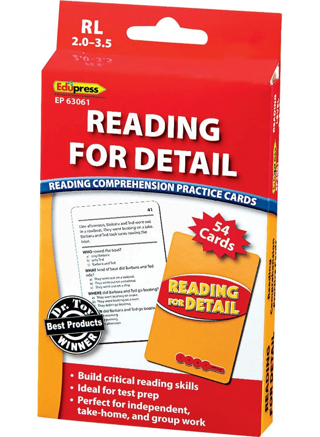 Edupress Reading Comprehension Practice Cards, Reading for Detail, Red Level (EP63061) Medium - Image 4