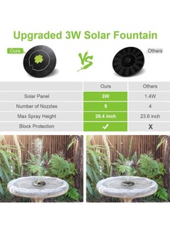 واي آند دي 3W solar fountain pump water outdoor swimming pool with 11 nozzles floating for bird bath garden  - Image 2
