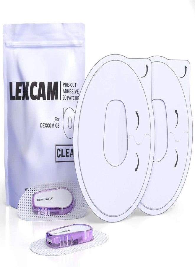 LEXCAM Dexcom G6 Adhesive Patches, Pack of 20, Lexcam Waterproof CGM Overpatch, Color Clear, Sensor is NOT Included - Image 1