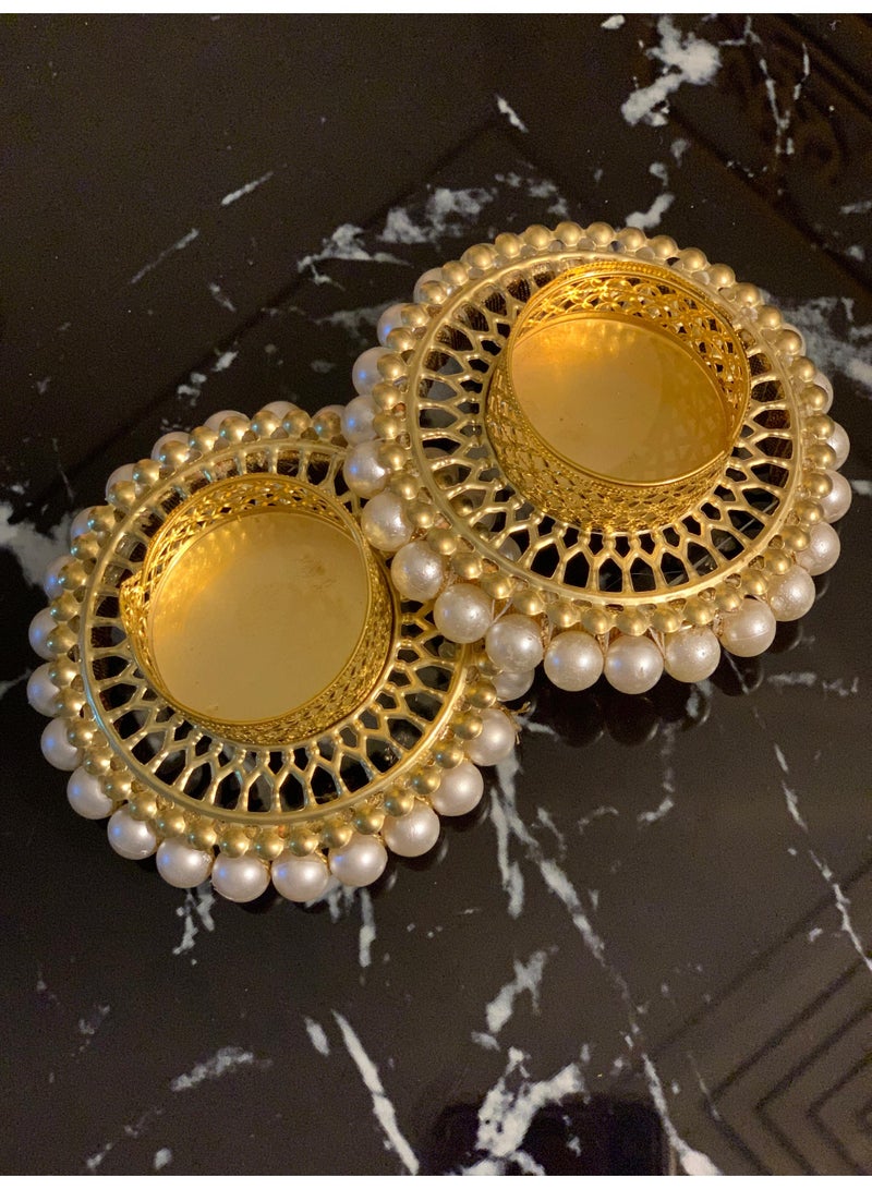 Collectible India Traditional Diwali Tealight Diya Set – Elegant Pearl Border Candle Holders for Puja, Mandir & Home Décor” - Image 4