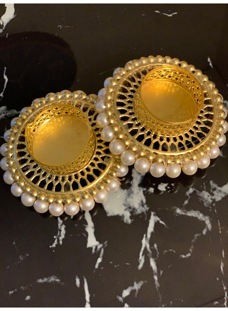 Collectible India Traditional Diwali Tealight Diya Set – Elegant Pearl Border Candle Holders for Puja, Mandir & Home Décor” - Image 3
