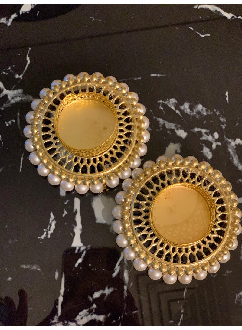 Collectible India Traditional Diwali Tealight Diya Set – Elegant Pearl Border Candle Holders for Puja, Mandir & Home Décor” - Image 2