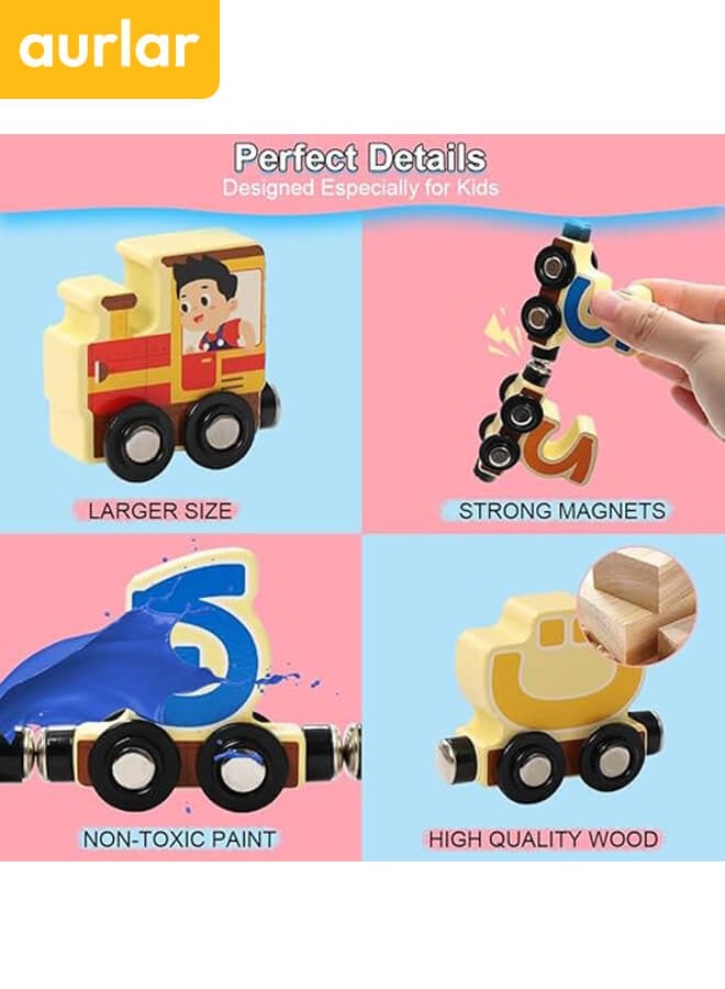 Wooden Magnetic Train Toy, 29 PCS Alphabet Train Set for Toddlers, Educational Arabic Alphabet Learning Toy, Preschool Learning Gift for Boys and Girls - Image 5