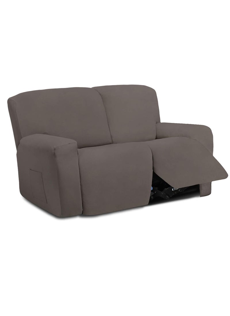 Easy-Going EasyGoing 6 Pieces Microfiber Stretch Sectional Recliner Sofa Slipcover Soft Fitted Fleece 2 Seats Couch Cover Washable Furniture Protector with Elasticity for KidsRecliner Loveseat Taupe 