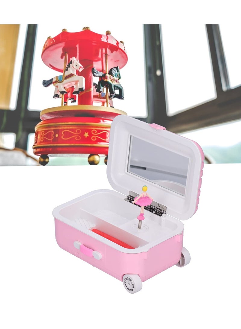 Excefore Girl's Musical Jewelry Storage Box, Suitcase Music Box with Dancing Girl, Music Box for Little Girls Daughter Granddaughter, Birthday Anniversary, Pink Mini Suitcase Model (Pink) - Image 5