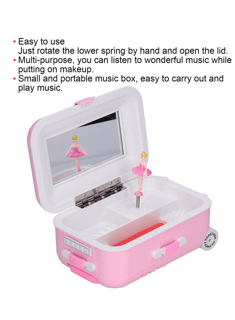 Excefore Girl's Musical Jewelry Storage Box, Suitcase Music Box with Dancing Girl, Music Box for Little Girls Daughter Granddaughter, Birthday Anniversary, Pink Mini Suitcase Model (Pink) - Image 3