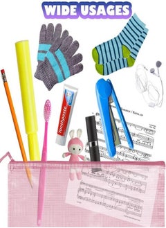 Gerenic 10 PCS Mesh Zipper Pouch Document Bag, A4 Size Zip File Folders, Waterproof Plastic Envelopes Folders, for School Office Supplies, File Pockets, 5 Colors  - Image 4
