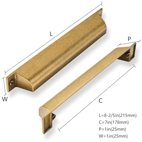 ZAUYX 10 Pack 7 Inch Center to Center Antique Brass Cabinet Cup Pulls Vintage Drawer Pulls Kitchen Hardware Aged Bronze Channing Cup Pulls Drawer Handles Knobs 7 inch Hole Center - Image 3