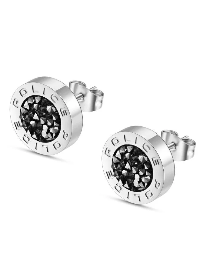 POLICE A dynamic interplay of shiny stainless steel and jet hemtite in a simple circular stud design, the Reversible Police earrings are ultra modern and timeless