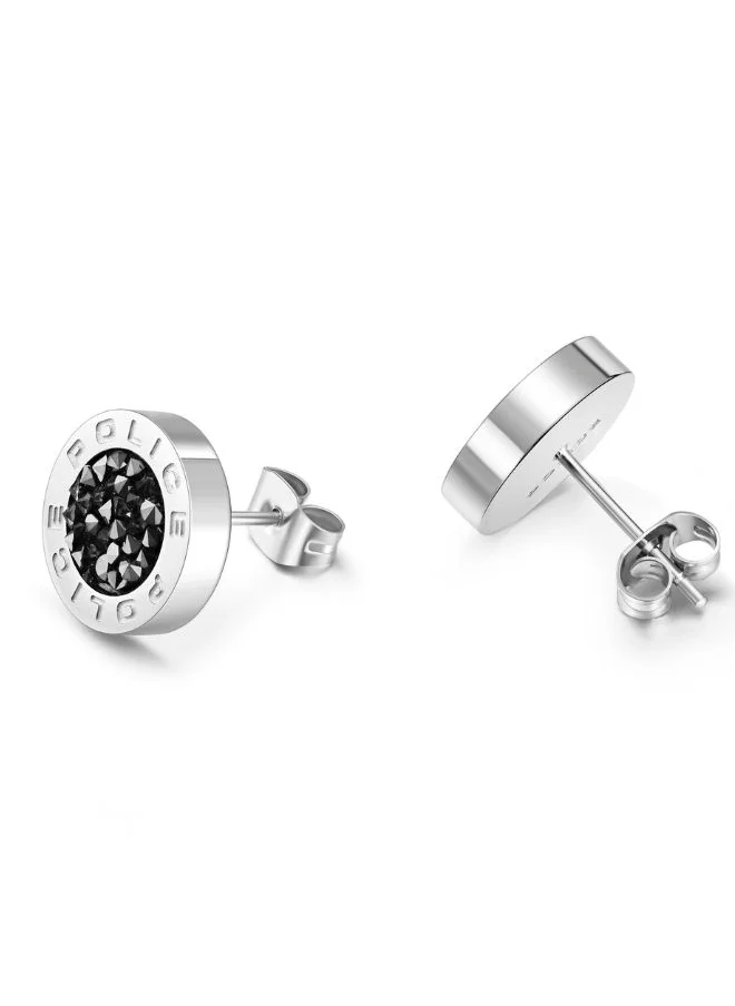 بوليس A dynamic interplay of shiny stainless steel and jet hemtite in a simple circular stud design, the Reversible Police earrings are ultra modern and timeless