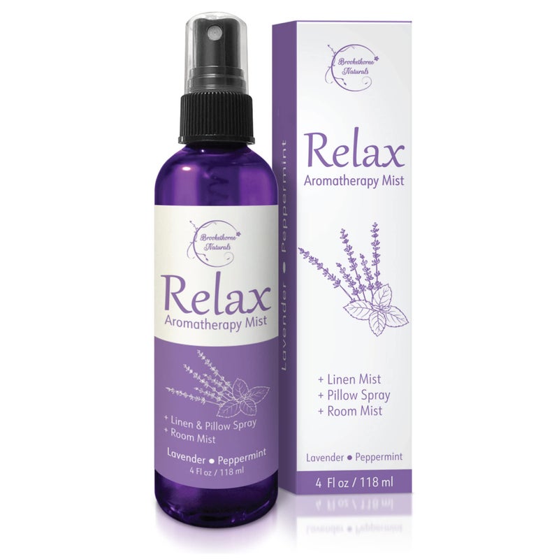 brookethorne naturals Relax Lavender Spray for Sleep, Natural Linen Spray for Bedding, Perfect Lavender Pillow Spray for Sleep. Aromatherapy Bed Spray with Lavender & Peppermint Essential Oils by Brookethorne Naturals 4oz - Image 1