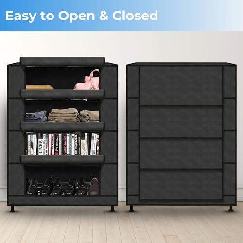 TRENDY Multipurpose Shoe Rack Cabinet 4 Layer All-in-one Storage Organizer with Dustproof Cover | Space-Saving Shoe Stand for Home, Wardrobe & Entryway - Image 3