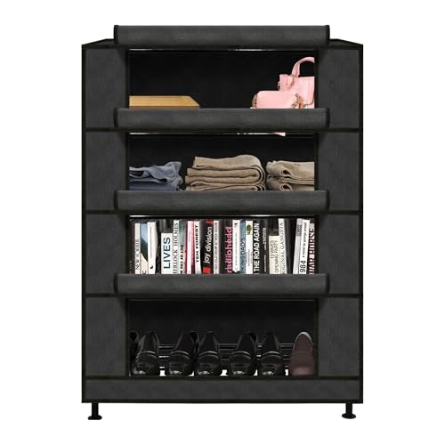 TRENDY Multipurpose Shoe Rack Cabinet 4 Layer All-in-one Storage Organizer with Dustproof Cover | Space-Saving Shoe Stand for Home, Wardrobe & Entryway - Image 2