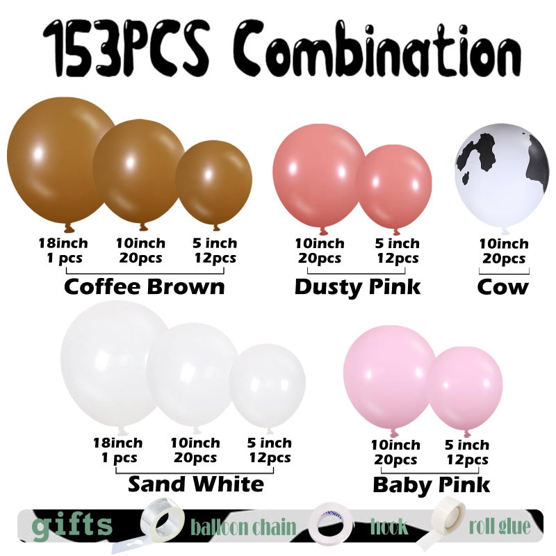 Vztipki Dusty Pink Cow Balloon Arch Garland Kit â€“ Dusty Pink, Light Pink, Brown, Sand White and Cow Print Balloons for Baby Shower, Birthday, Farm, Western, and Cowboy Theme Party Decoration - Image 2