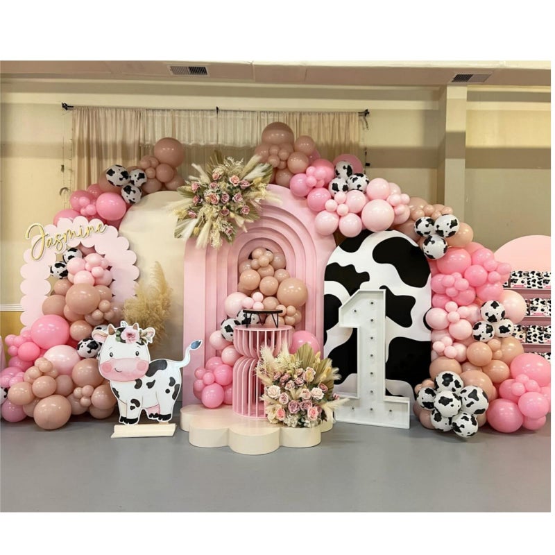 Vztipki Dusty Pink Cow Balloon Arch Garland Kit â€“ Dusty Pink, Light Pink, Brown, Sand White and Cow Print Balloons for Baby Shower, Birthday, Farm, Western, and Cowboy Theme Party Decoration - Image 4