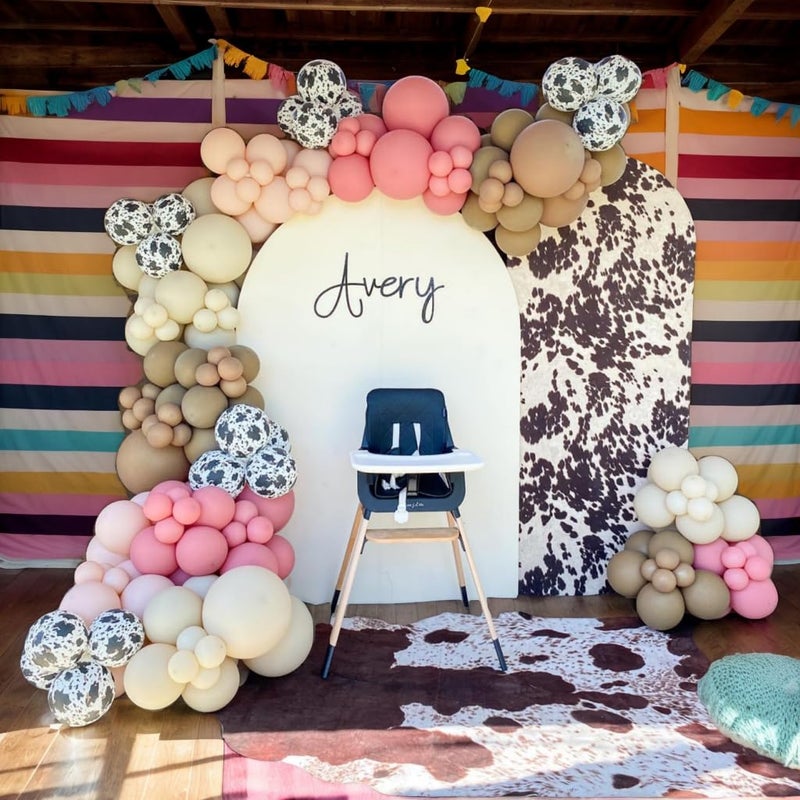 Vztipki Dusty Pink Cow Balloon Arch Garland Kit â€“ Dusty Pink, Light Pink, Brown, Sand White and Cow Print Balloons for Baby Shower, Birthday, Farm, Western, and Cowboy Theme Party Decoration - Image 5