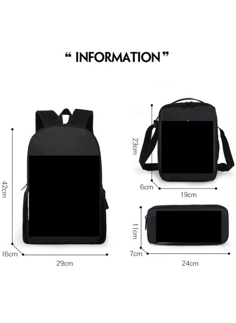 MINECRAFT Digital Printing Large Capacity Backpack Three piece Set Lunch Bag Pen Bag Polyester Comfortable Load Reducing Backpack for Students and Children Unisex  - Image 2