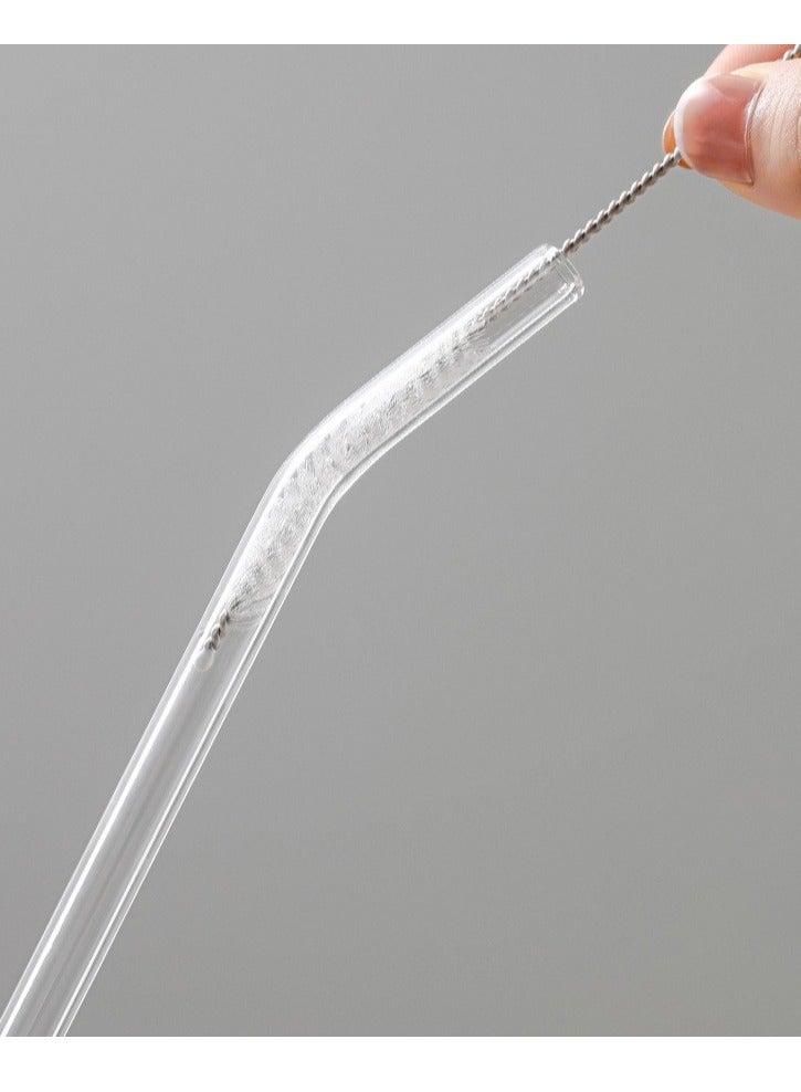 Y&D 2-Piece Glass Drinking Straw Reusable Heat-resistant Explosion-proof High Borosilicate Glass Set With Brush Clear 2*Straws 23 cm 1*Cleaning Brush 8 cm Cold-resistant Creative Glass Juice Straw  - Image 5