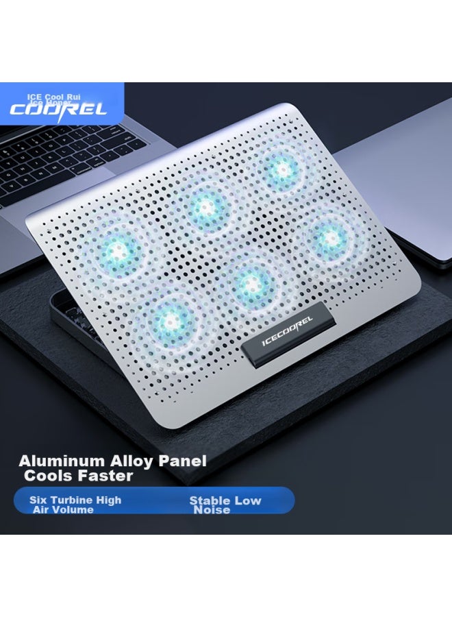 ICE COOREL Kuorui Bingzun D19 Laptop Cooling Pad, Aluminum Alloy Stand, Computer Desk Riser, Adjustable Speed Exhaust Fan Cooling Plate, Compatible With Huawei And Lenovo - Image 1