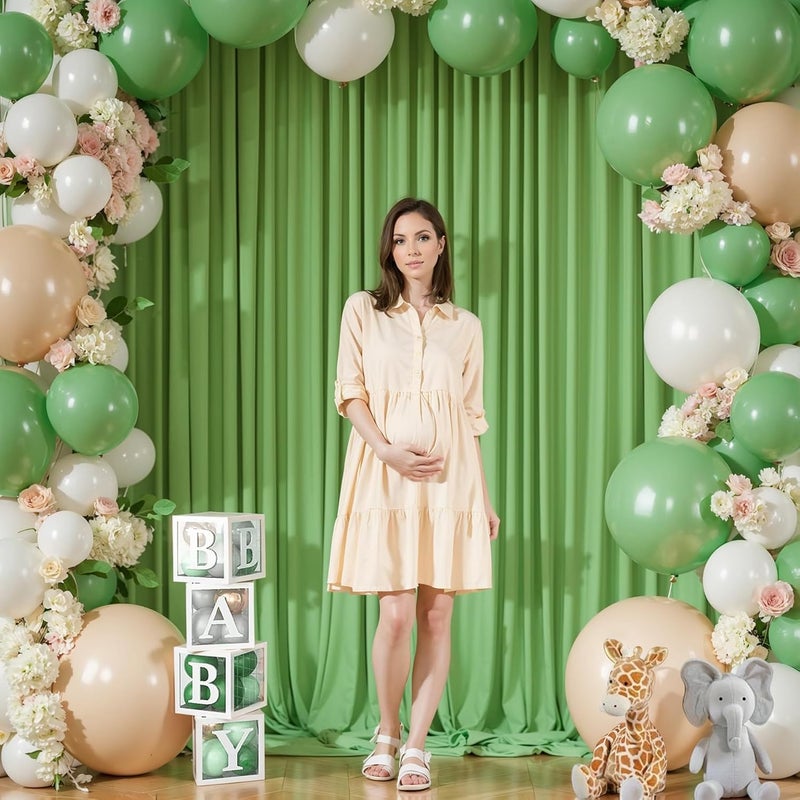 PARTISKY 8x10FT Sage Green Backdrop Curtains for Wedding Parties, Wrinkle Free Polyester Photography Backdrop Drapes for Wedding Baby Shower Birthday Parties Stage Background Stand Decorations 4x10ft,2 Panels - Image 4