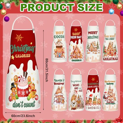 JenPen 9 Pcs Christmas Aprons Adjustable Funny Holiday Gingerbread Aprons Bulk Cute Kitchen Cooking Apron Gifts for Women Men for Baking Chef Xmas Party Supplies - Image 3
