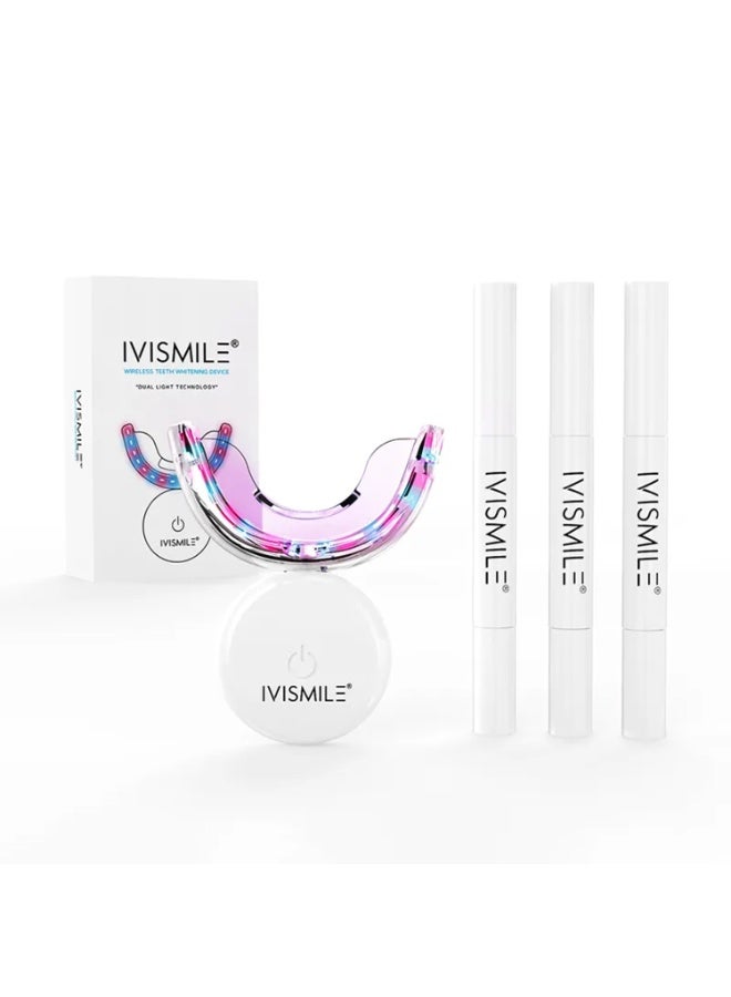 IVISMILE Wireless Teeth Whitening Kit with Dual LED Light, Professional At-Home Teeth Whitening System with Gel Pens, Mouth Tray, Timer & Rechargeable Design for Fast Stain Removal - Image 1