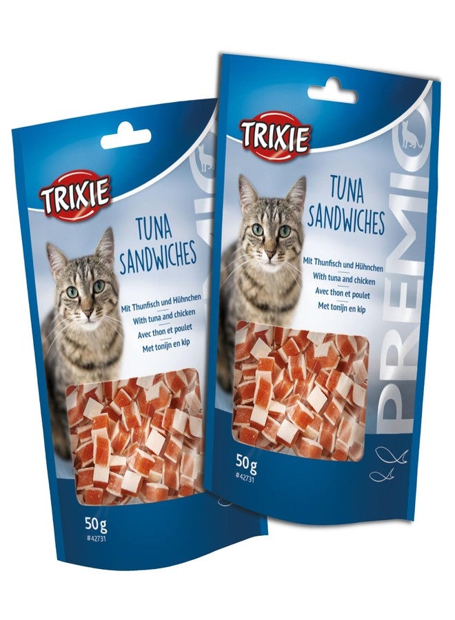TRIXIE Premio Cat Treats, Delicious And Rich In Nutrients, Healthy Treats For Cats, Suitable For All Breeds Of Cats - 50 Gm (Tuna Sandwiches), All Life Stages - Image 1
