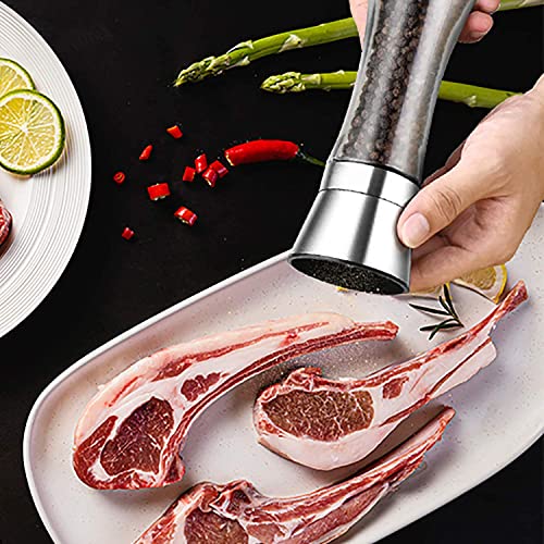 Herda Salt and Pepper Grinder - Refillable 304 Brushed Stainless Steel Shaker - Adjustable Ceramic Sea Salt & Pepper Grinder - Tall Glass Salt- Pepper Mill & Salt Mill (2Pcs) - Image 3