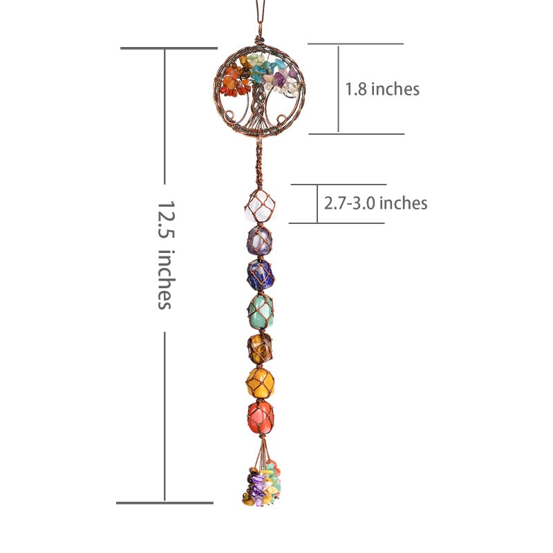 weryerker Handmade Crystal Window Car Hanging Ornaments 7 Chakra Home Decoration Feng Shui Ornament Yoga Meditation Car Decoration Tumbled Palm Stones (Style12) - Image 2