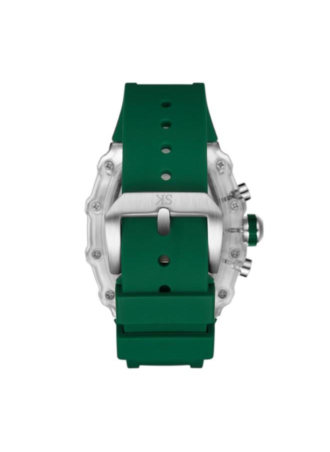 KENNETH SCOTT Men's Multi Function Display Watch With Green Silicone Strap - K25103-ZSHI  - Image 3