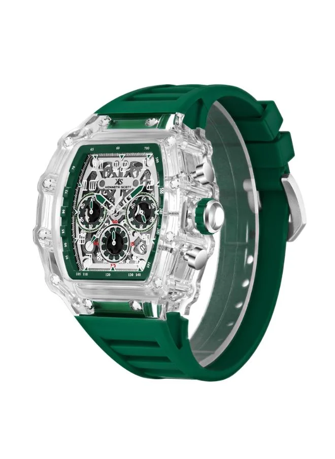 KENNETH SCOTT Men's Multi Function Display Watch With Green Silicone Strap - K25103-ZSHI