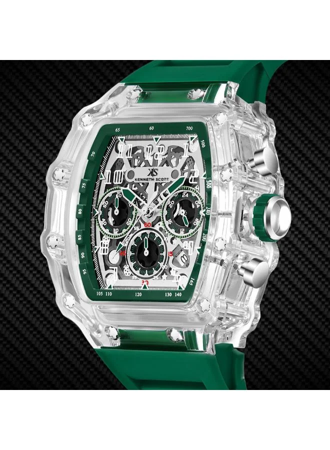 KENNETH SCOTT Men's Silicone Multi Function Watch K25103-ZSHI - 44.3X52 mm