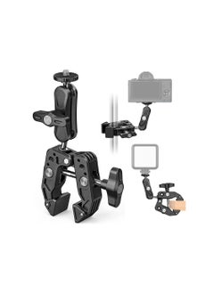 Super Camera Clamp Mount Monitor, with 1/4''-20 and 3/8''-16 Thread, 360° Double Ball Head Camera Mount Adapter DSLR Cameras, Lights, Hooks, Shelves, Rods, Cross Bars, Fit for Most Camera