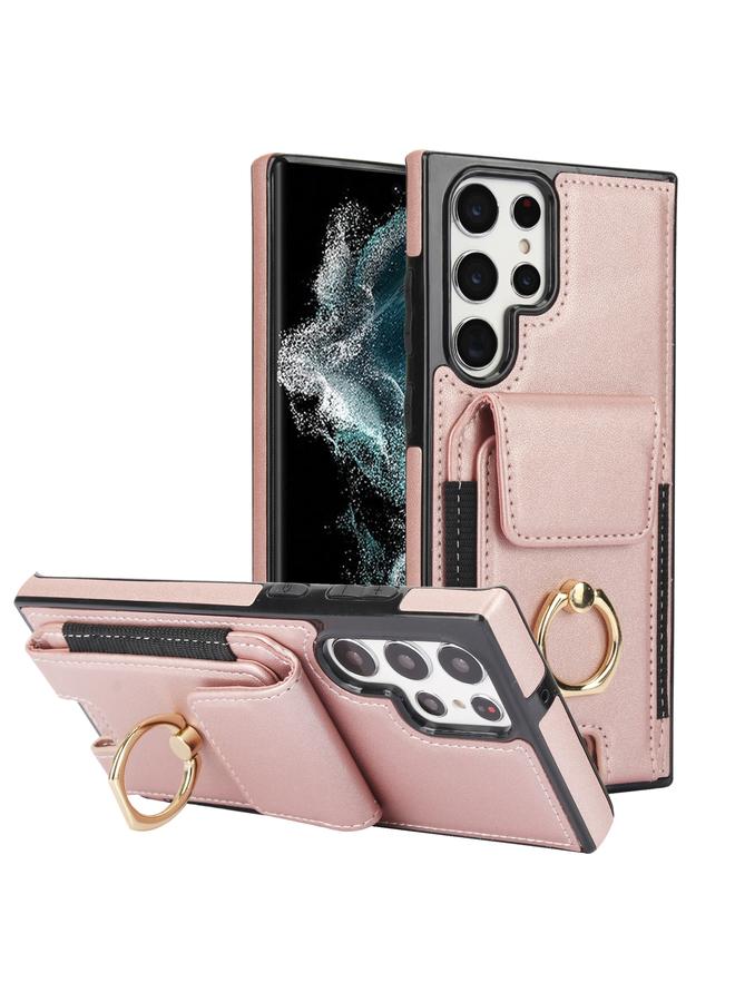 S-TOP Case For Samsung Galaxy S22 Ultra 5G Elastic Card Bag Ring Holder Phone Case - Image 1