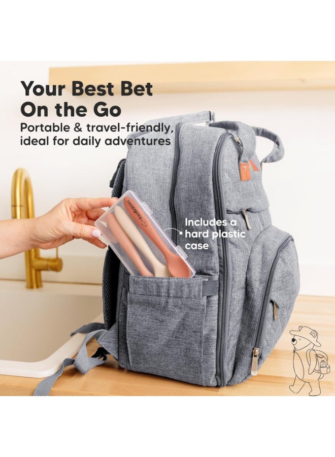 KeaBabies Silicone Baby Spoons, Self Feeding 6-12 months - 3-Pack Baby Weaning Eating Utensils, Toddler First Food Training Spoon, Infant, Kids Feeding Supplies Essential Set,Dishwasher-safe (Roseate) - Image 2