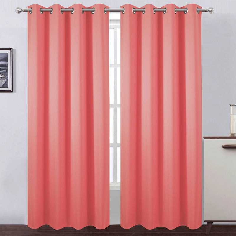 LEMOMO Blackout Curtains 52 x 84 inchCoral Curtains Set of 2 PanelsThermal Insulated Room Darkening Bedroom Curtains