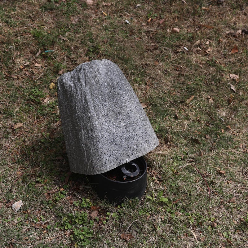 Aytupotin Outdoor Fake Rock Cover, Fiberglass Faux Stone for Landscaping,H:12.1"xL:11.7"xW:9.2", Decorative Well Pump & Gas Meter Cover, Grey Resin Rock Design - Image 4