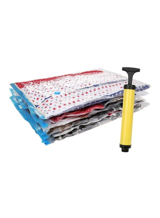 AL RAID Vacuum Reusable Sealer Storage Bag Set With Suction Pump Clear/Blue/Yellow 50x70cm - Image 3