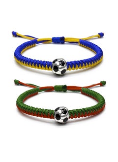 2-Piece Soccer Beads Braided Bracelet Set for Men Women and Kids