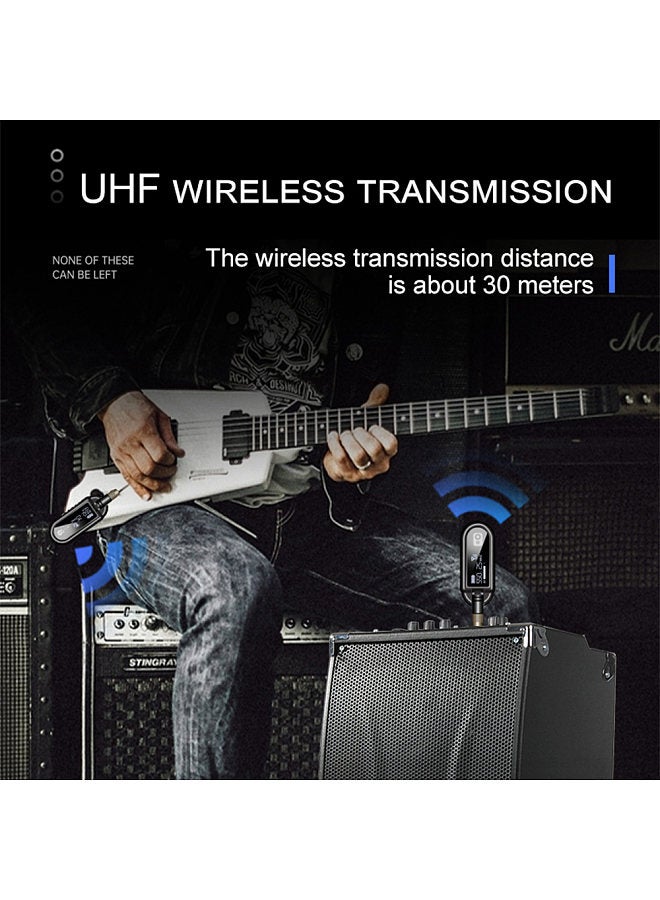 Wireless Guitar System Rechargeable Guitar Transmitter Receiver Set UHF Adjustable Volume  - Image 5
