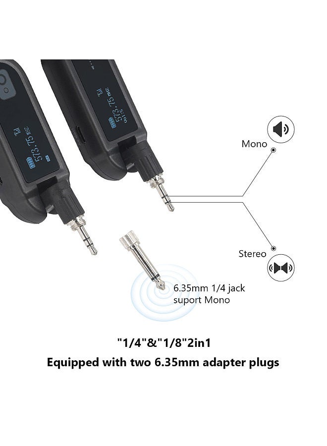 Wireless Guitar System Rechargeable Guitar Transmitter Receiver Set UHF Adjustable Volume  - Image 2