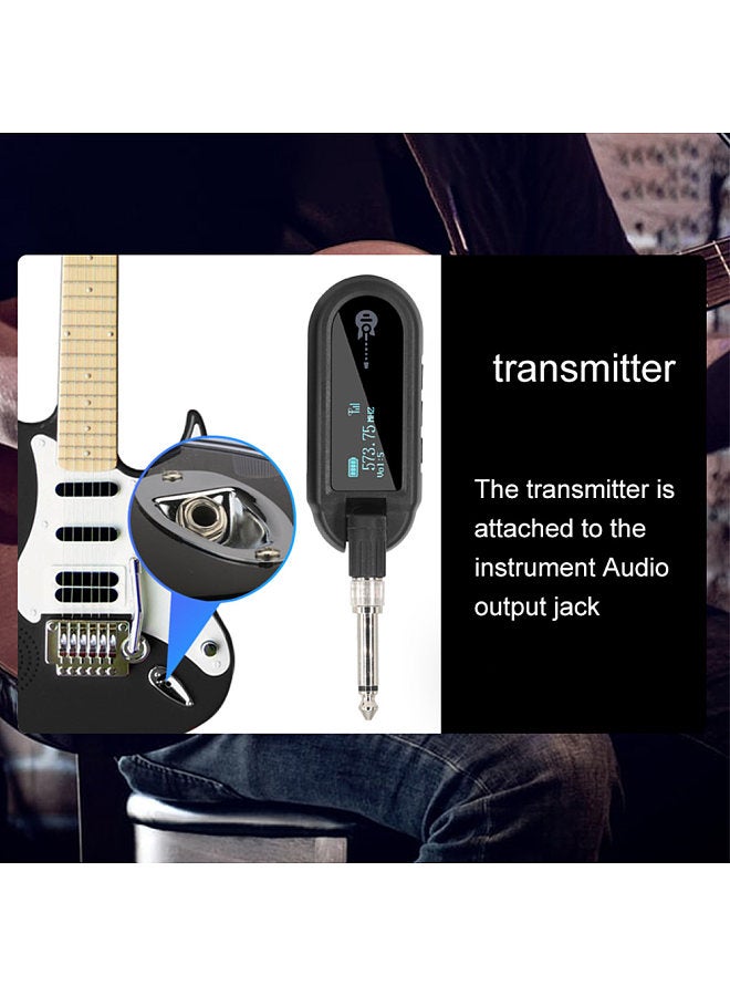 Wireless Guitar System Rechargeable Guitar Transmitter Receiver Set UHF Adjustable Volume  - Image 4