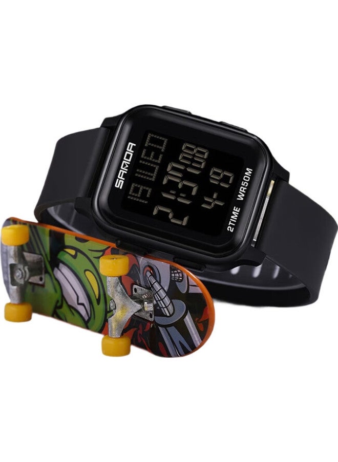 Sanda Men'S Student Waterproof Luminous Large Digital Timer Watch For Middle School, High School, Children And Teenagers, Electronic Watch 6211 Black - Image 2