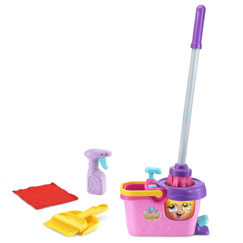 LeapFrog Clean Sweep Learning Caddy, Kids Mop and Broom Cleaning Toy Set for Ages 3-5, Pink - Image 2