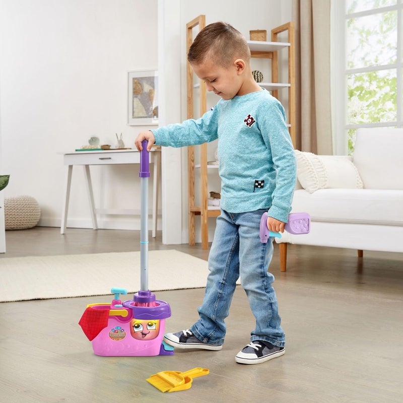 LeapFrog Clean Sweep Learning Caddy, Kids Mop and Broom Cleaning Toy Set for Ages 3-5, Pink - Image 5