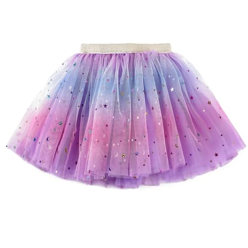 Revkokmx Girls Layered Rainbow Tutu Skirt Dance Dress Ruffle Tiered Clubwear (US, Age, 3-5 Years, Light Purple) - Image 1